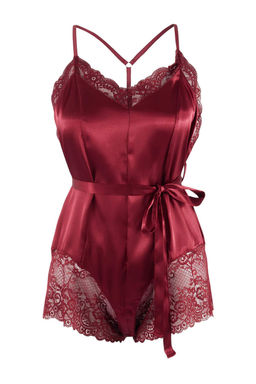 Bordo Dantel Detayl? Kusakl? Saten Dokuma Tulum THMSS26TU00001