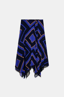 PRINTED ASYMMETRIC MIDI SKIRT - Zara фото 8