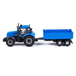 Трактор Прогресс с бортовым прицепом инерционный (синий) (в коробке) - Полесье фото 3