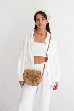 9611 Костюм летний белый (остаток: КОСТЮМ - рубашка+брюки 48р-р)