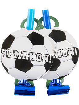 Цена за 2 шт. Карнавальные язычки гудки "Футбол" 11 см, 6 шт. в упак.