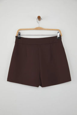 Koyu Kahverengi Dugme Detayl? Mini Sort Etek Sort & Bermuda TWOAW26SR00027