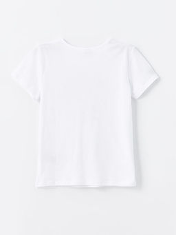 Bisiklet Yaka Bask?l? K?sa Kollu K?z ?ocuk Ti??rt - Waikiki фото 2