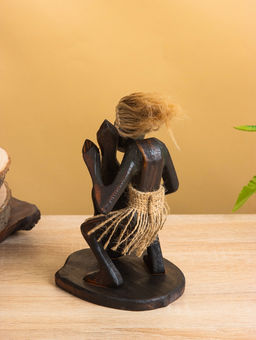 Сувенир «Абориген с контрабасом», 12×11×18 см, дерево