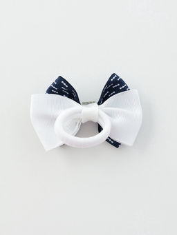 Цена за 6 шт. Бант для волос на резинке «Школьница», штрихи, 6.5 см, сине-белый
