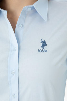 Женская голубая базовая рубашка с длинным рукавом - U.s. polo assn фото 6