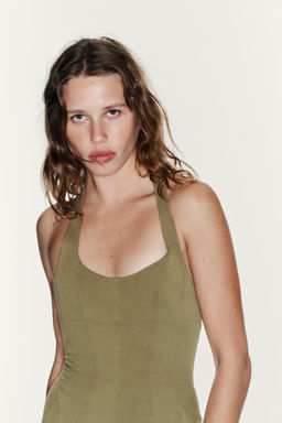 VESTIDO CORTO HALTER / Khaki claro - Zara фото 3
