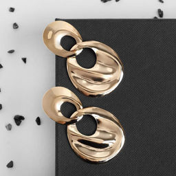 Серьги металл Атмосфера капля в капле, цвет золото