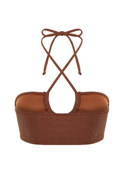 TRENDYOLMILLA Kahverengi Straplez Simli Bikini Ustu TBESS23BU00302  фото 14
