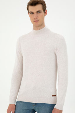 Erkek Slim Fit Yar_m Bal_k__ Yaka Ta_ Melanj Basic Kazak