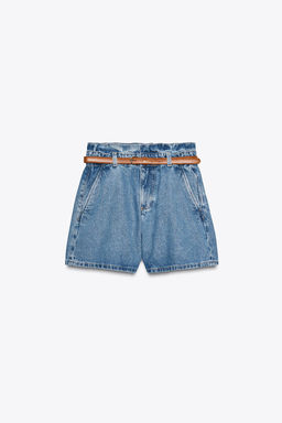 HIGH-WAIST Z1975 PAPERBAG DENIM BERMUDA SHORTS - Zara фото 24
