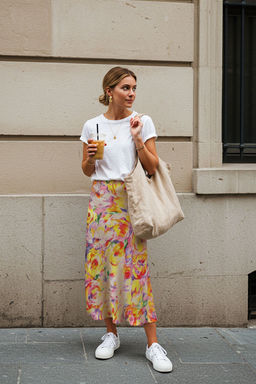 TRENDYOLMILLA Cok Renkli Buyuk Cicek Desenli Bal?k Kesim Maxi Boy Dokuma Etek TWOSS25ET00015