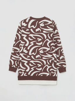 Bisiklet Yaka Desenli Kad?n Sweatshirt Tunik