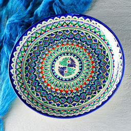 Ляган Риштанская Керамика «Узоры», 36 см, синий