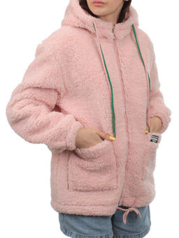 1006 PINK Куртка плюшевая демисезонная (65% хлопок, 35% полиэстер) оверсайз 44-54