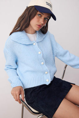 Mavi Oversize/Genis Kal?p Crop Triko H?rka TWOAW26HI00179 - Trendyolmilla фото 5