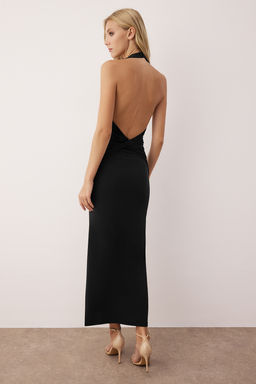 TRENDYOLMILLA Yag Yesil Duz Buzgu / Drape Midi Burgu Detayl? Esnek Orme Elbise TWOSS25EL00676  фото 16