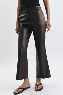 PANTAL?N PIEL FLARE ZW COLLECTION LIMITED EDITION / Marr?n - Zara фото 2