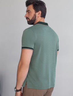 Футболка поло с воротником на пуговицах из полотна пике с меланжевым плетением с эластаном - Vilatte фото 3