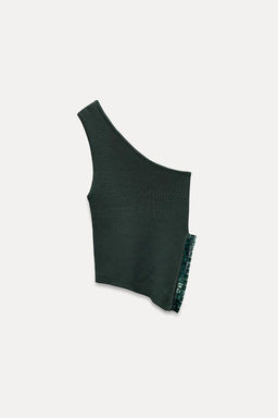 ASYMMETRIC KNIT TOP WITH CUT-OUT DETAIL AND BEADS - Zara фото 4