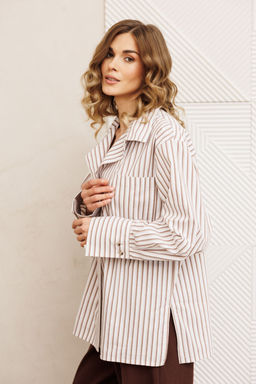 Костюм Gizart 5443 бело коричневый, шоколад джинс  фото 2