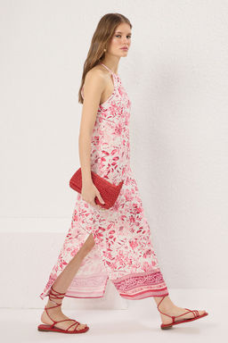 TRENDYOLMILLA Lacivert Cicekli Duz Kesim Viskon Maxi Dokuma Elbise TWOSS24EL00524  фото 9