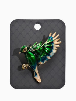 Брошь "Птичка" экзотическая, цвет зелёно-голубой в золоте