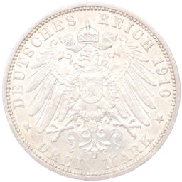 Монета 3 марки 1910 года A Германия (Гессен)