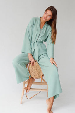 9363 Костюм из кимоно и брюк-палаццо в цвете мята - Martichelli фото 20