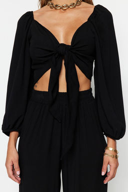 Plaj Giyim Lila Dokuma Baglama Detayl? Bluz-Pantolon Tak?m TBESS23AU00072 - Trendyolmilla фото 12