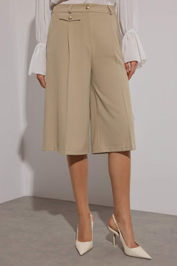 Limited Edition Vizon Straight/Duz Kesim Pilili Dokuma Kumas Sort & Bermuda TWOAW26SR00033 - Trendyolmilla фото 3