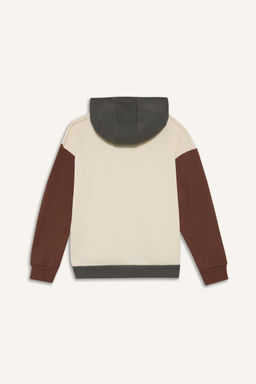 Oversize Kap__onlu Pamuklu Bask_l_ Sweatshirt Erkek _ocuk - Defacto фото 8