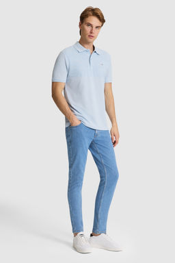 Erkek A__k Mavi Regular Fit Polo Yaka Ti__rt