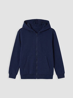 Kap??onlu Erkek ?ocuk Fermuarl? Sweatshirt