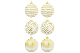 Набор 6 новогодних шаров 8*8 см Золотой винтаж шампань с эффектом старины - Elan gallery фото 10