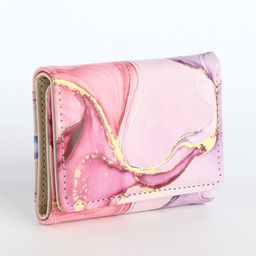 Кошелёк женский на кнопке, 10×1.5×8 см, с принтом, розовый