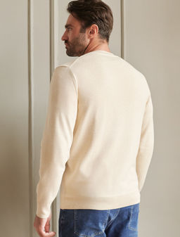 Джемпер Vilatte из хлопка с нейлоном бежевый меланж  фото 4