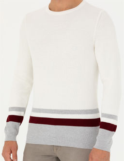 Ekru Slim Fit Bisiklet Yaka Triko Kazak - Pierre cardin фото 7