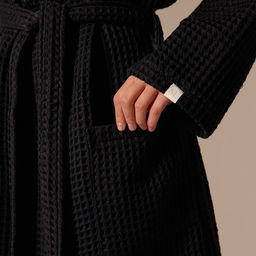 Халат вафельный женский SL HOME: Boho «Дарк Маре», размер L, хлопок 100%, чёрный