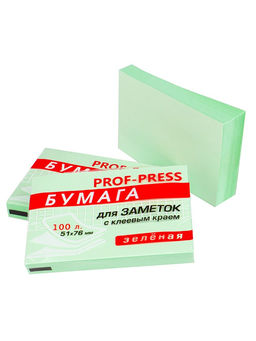 Цена за 5 шт.Блок самоклеящийся Prof-Press 51*76мм 100л., зеленый (ЗБ-1549)