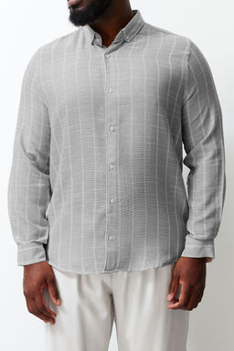 Tas Regular Fit Rahat Dugmeli Yaka Cizgili Buyuk Beden Gomlek TMNSS23GO00095 - Trendyolmilla фото 21