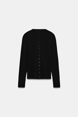 CAMISETA CUELLO ALTO BOTONES / Negro - Zara фото 3