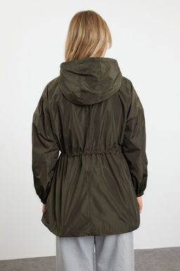 Haki Oversize Kapusonlu Su Gecirmez Yagmurluk Mont TWOAW24MO00160