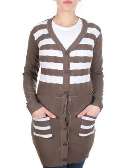 8509 BROWN Кардиган женский (80% хлопок, 20% anti-pillfibre) - Фабричный китай фото 2