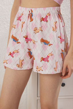 Trendyolmilla Kad?n Family/Aile Pembe %100 Pamuklu Kopekli Sortlu Orme Pijama Tak?m? THMSS25PT00335  фото 6