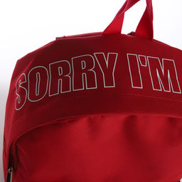 Рюкзак текстильный с печатью на верхней части SORRY, 38х29х11 см, бордовый - Nazamok фото 7