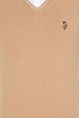 U. S. Polo Assn Мужской базовый свитер светло-коричневого меланжевого цвета - U.s. polo assn фото 12