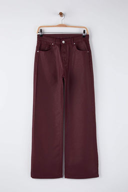 Bordo Kaplamal? Yuksek Bel Wide Leg Jeans TWOAW26JE00166 - Trendyolmilla фото 5