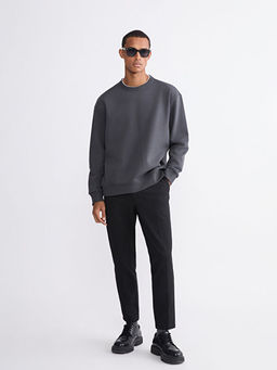 Bisiklet Yaka Erkek Kal?n Sweatshirt