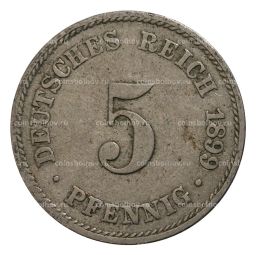 Монета 5 пфеннигов 1899 года J Германия